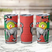 Happy Madagascar Independence Day Tumbler Cup Ring-Tailed Lemur With Seal Of Madagasikara