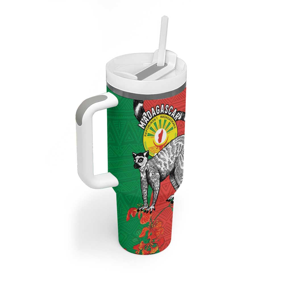 Happy Madagascar Independence Day Tumbler With Handle Ring-Tailed Lemur With Seal Of Madagasikara