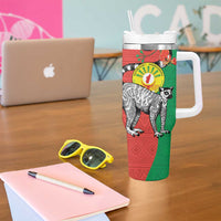 Happy Madagascar Independence Day Tumbler With Handle Ring-Tailed Lemur With Seal Of Madagasikara