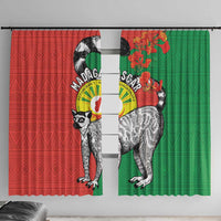 Happy Madagascar Independence Day Window Curtain Ring-Tailed Lemur With Seal Of Madagasikara