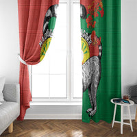 Happy Madagascar Independence Day Window Curtain Ring-Tailed Lemur With Seal Of Madagasikara