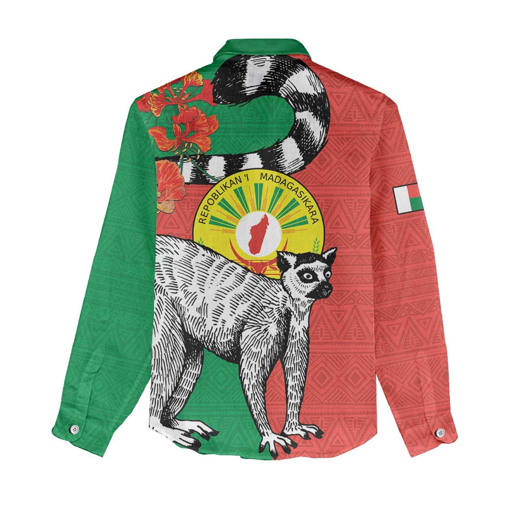 Happy Madagascar Independence Day Women Casual Shirt Ring-Tailed Lemur With Seal Of Madagasikara
