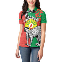 Happy Madagascar Independence Day Women Polo Shirt Ring-Tailed Lemur With Seal Of Madagasikara