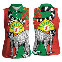 Happy Madagascar Independence Day Women Sleeveless Polo Shirt Ring-Tailed Lemur With Seal Of Madagasikara