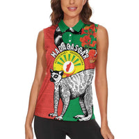 Happy Madagascar Independence Day Women Sleeveless Polo Shirt Ring-Tailed Lemur With Seal Of Madagasikara