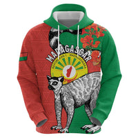 Happy Madagascar Independence Day Zip Hoodie Ring-Tailed Lemur With Seal Of Madagasikara