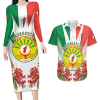 Personalized Madagasikara Couples Matching Long Sleeve Bodycon Dress and Hawaiian Shirt Seal With Poinciana