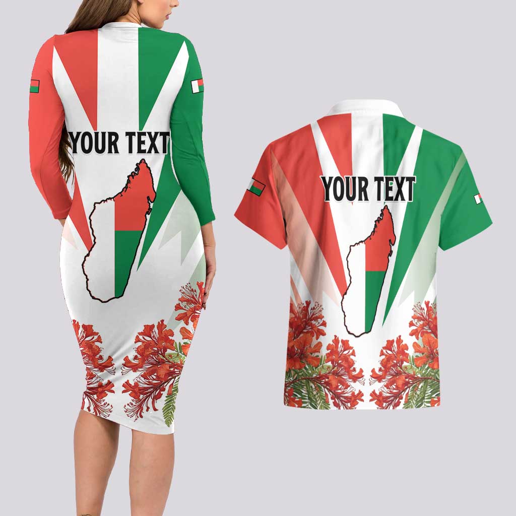 Personalized Madagasikara Couples Matching Long Sleeve Bodycon Dress and Hawaiian Shirt Seal With Poinciana