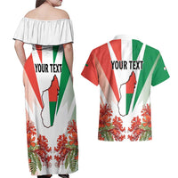 Personalized Madagasikara Couples Matching Off Shoulder Maxi Dress and Hawaiian Shirt Seal With Poinciana