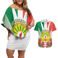 Personalized Madagasikara Couples Matching Off Shoulder Short Dress and Hawaiian Shirt Seal With Poinciana