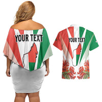 Personalized Madagasikara Couples Matching Off Shoulder Short Dress and Hawaiian Shirt Seal With Poinciana