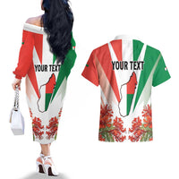 Personalized Madagasikara Couples Matching Off The Shoulder Long Sleeve Dress and Hawaiian Shirt Seal With Poinciana