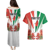 Personalized Madagasikara Couples Matching Puletasi and Hawaiian Shirt Seal With Poinciana