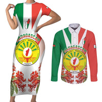 Personalized Madagasikara Couples Matching Short Sleeve Bodycon Dress and Long Sleeve Button Shirt Seal With Poinciana