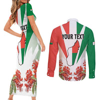Personalized Madagasikara Couples Matching Short Sleeve Bodycon Dress and Long Sleeve Button Shirt Seal With Poinciana