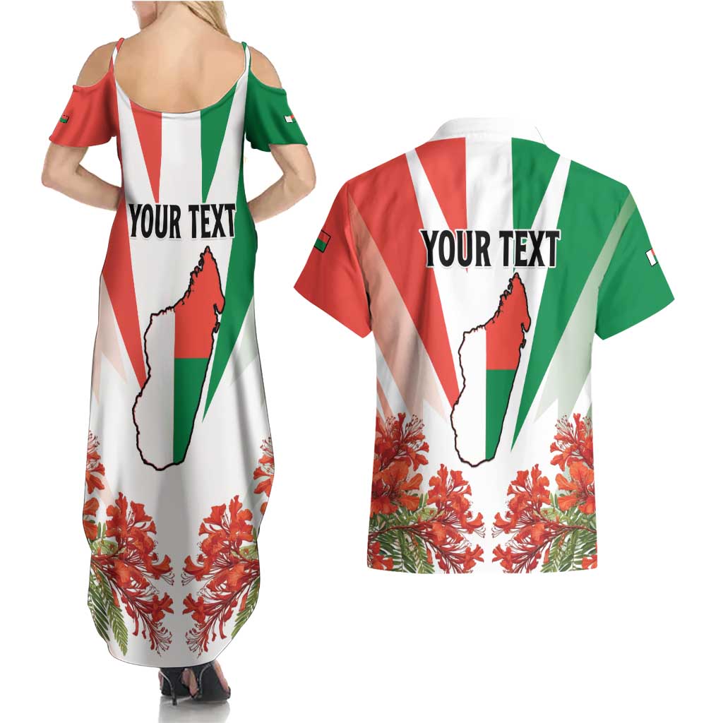 Personalized Madagasikara Couples Matching Summer Maxi Dress and Hawaiian Shirt Seal With Poinciana