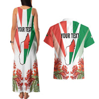 Personalized Madagasikara Couples Matching Tank Maxi Dress and Hawaiian Shirt Seal With Poinciana