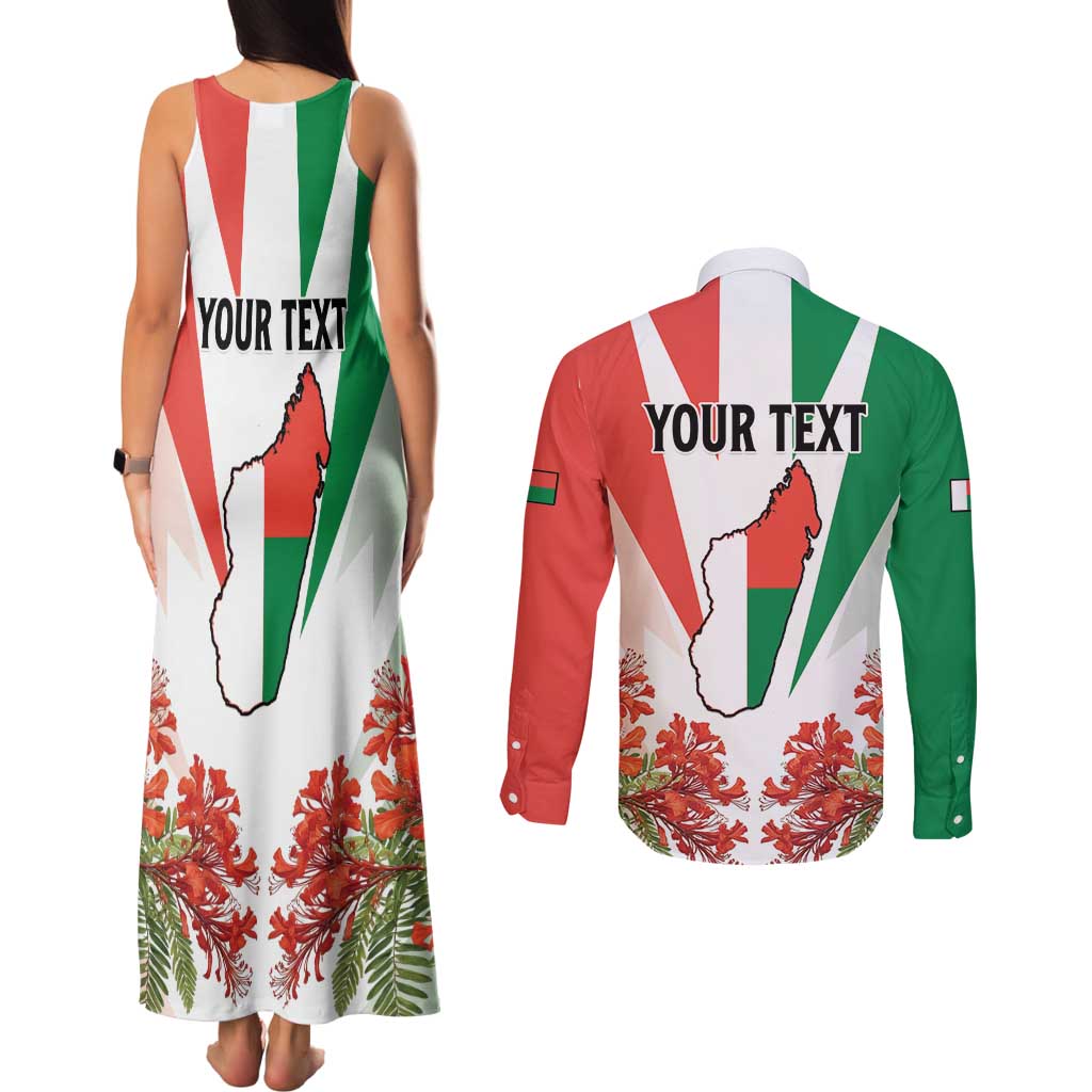 Personalized Madagasikara Couples Matching Tank Maxi Dress and Long Sleeve Button Shirt Seal With Poinciana