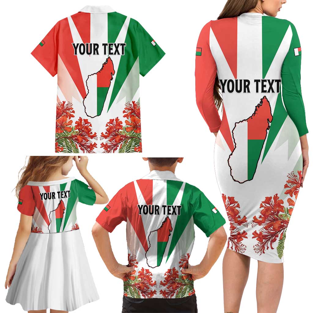 Personalized Madagasikara Family Matching Long Sleeve Bodycon Dress and Hawaiian Shirt Seal With Poinciana