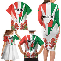 Personalized Madagasikara Family Matching Long Sleeve Bodycon Dress and Hawaiian Shirt Seal With Poinciana