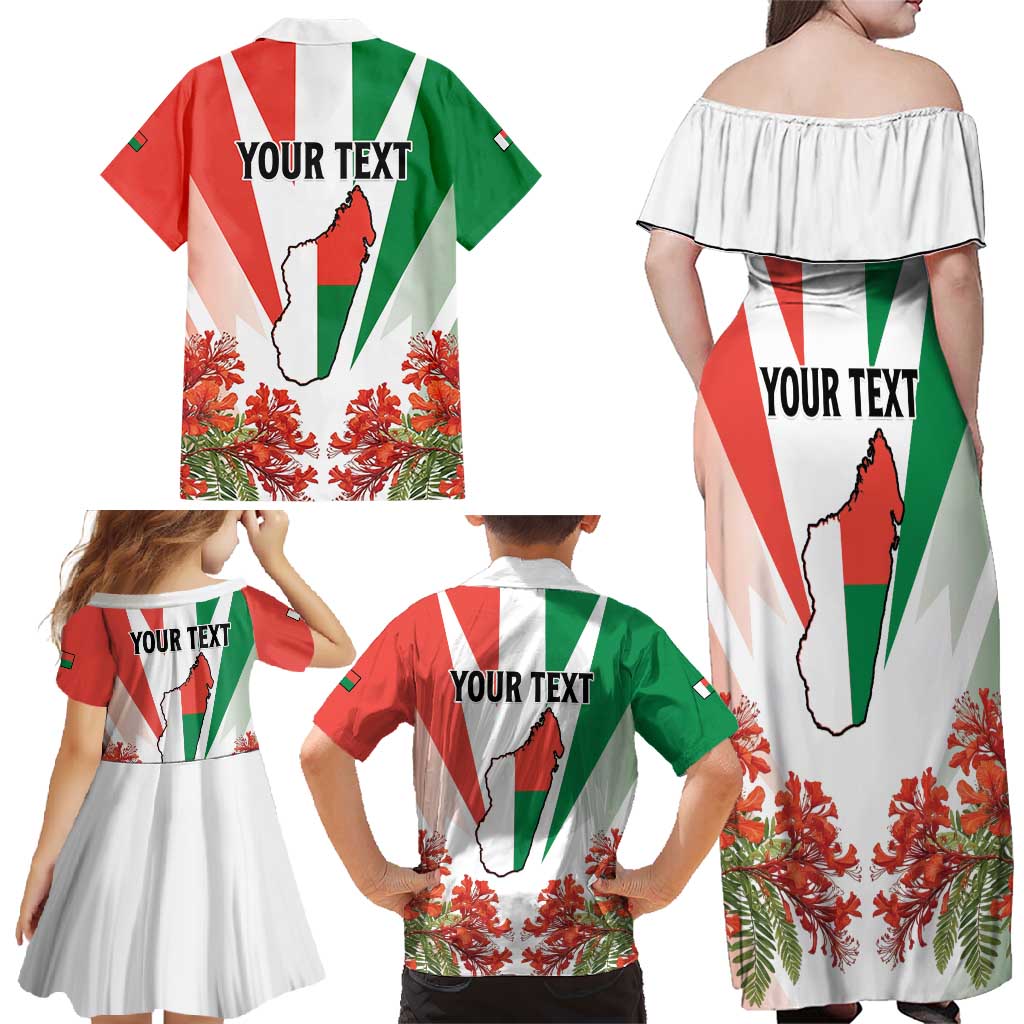 Personalized Madagasikara Family Matching Off Shoulder Maxi Dress and Hawaiian Shirt Seal With Poinciana