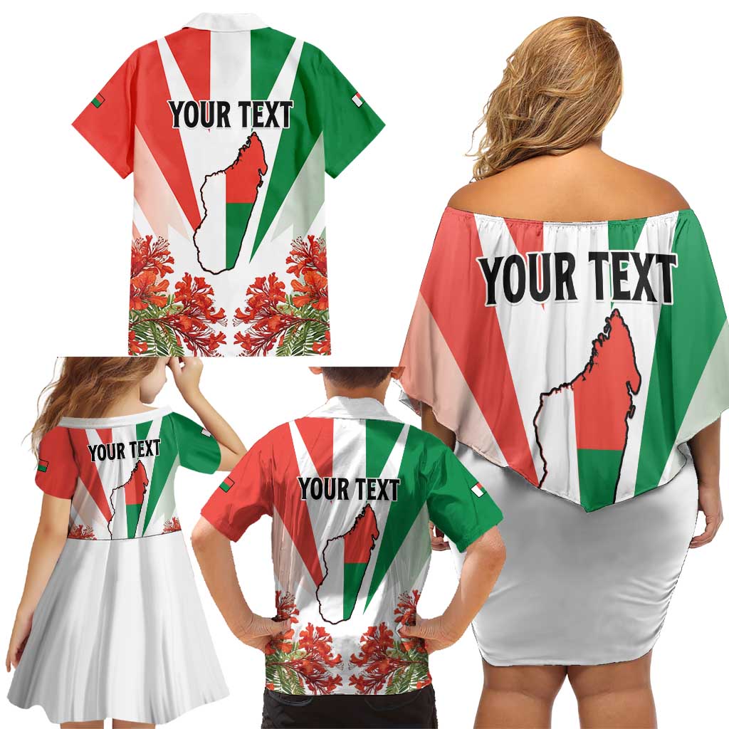 Personalized Madagasikara Family Matching Off Shoulder Short Dress and Hawaiian Shirt Seal With Poinciana