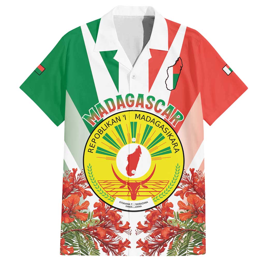 Personalized Madagasikara Family Matching Puletasi and Hawaiian Shirt Seal With Poinciana