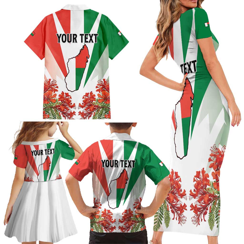 Personalized Madagasikara Family Matching Short Sleeve Bodycon Dress and Hawaiian Shirt Seal With Poinciana