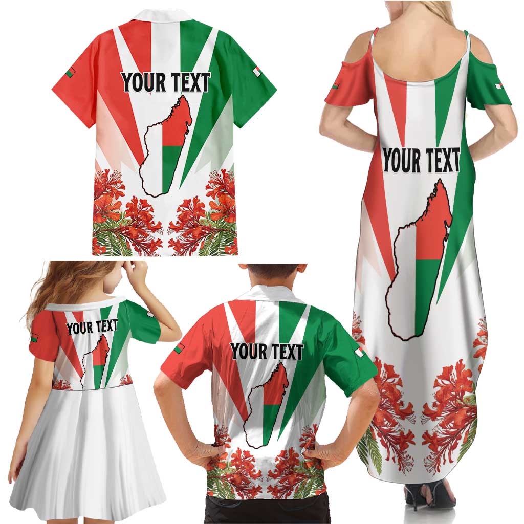 Personalized Madagasikara Family Matching Summer Maxi Dress and Hawaiian Shirt Seal With Poinciana