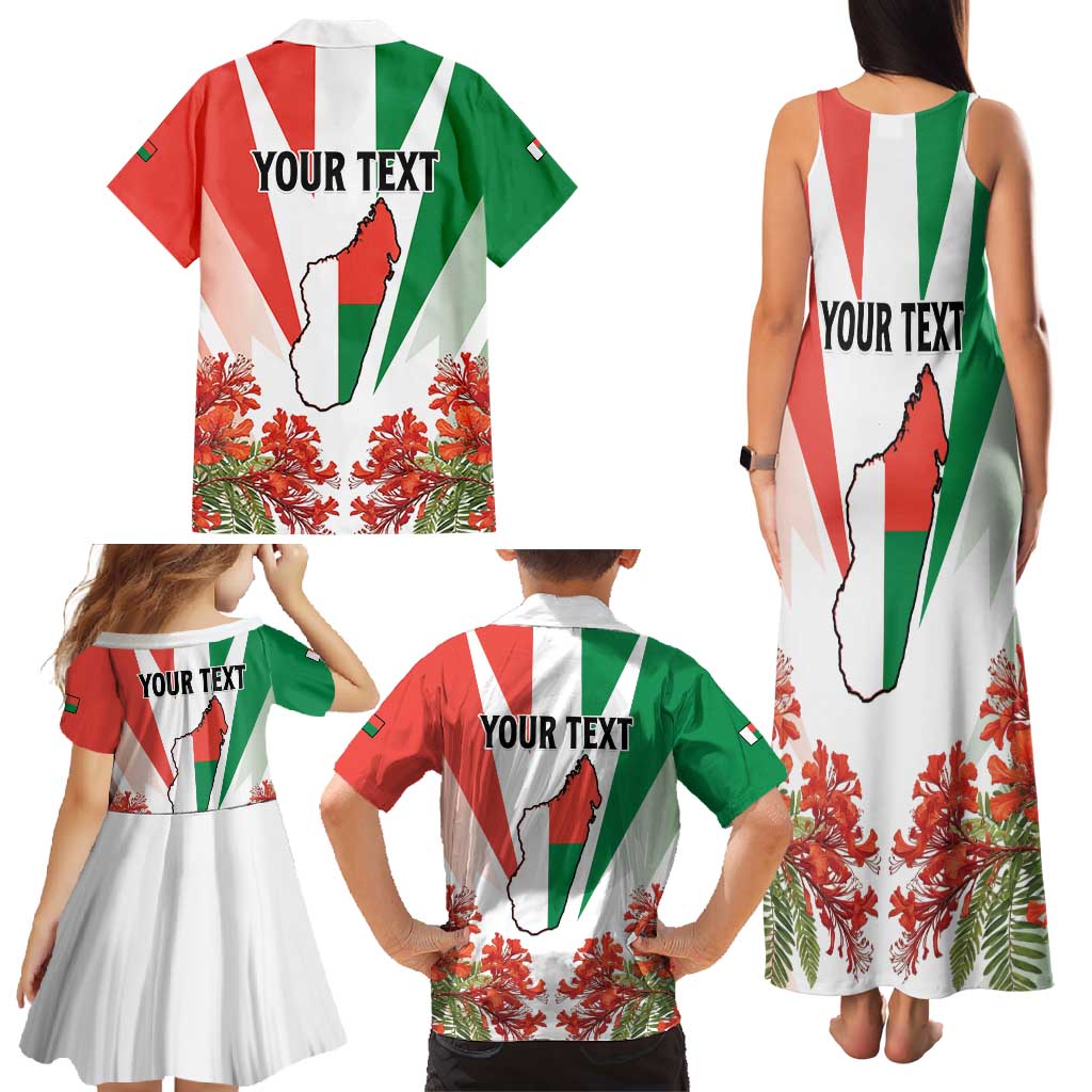 Personalized Madagasikara Family Matching Tank Maxi Dress and Hawaiian Shirt Seal With Poinciana