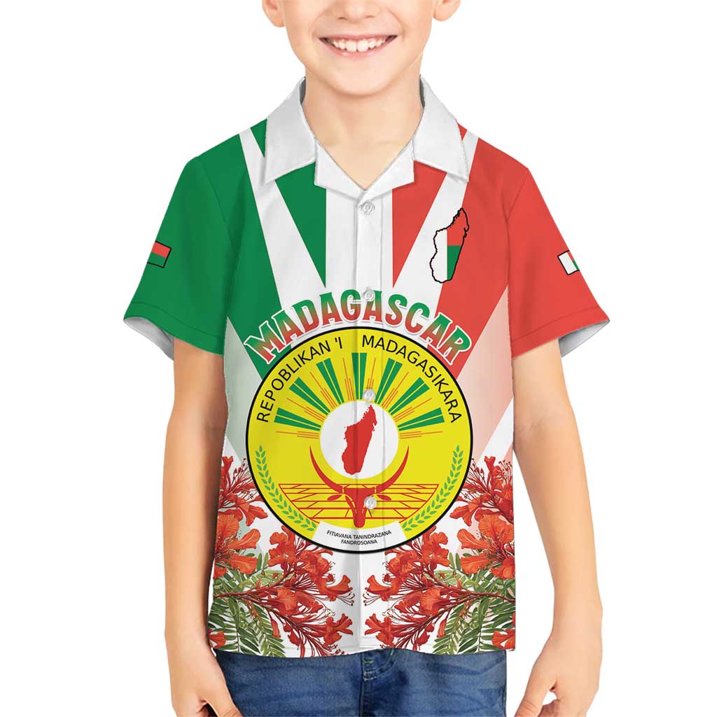 Personalized Madagasikara Family Matching Tank Maxi Dress and Hawaiian Shirt Seal With Poinciana