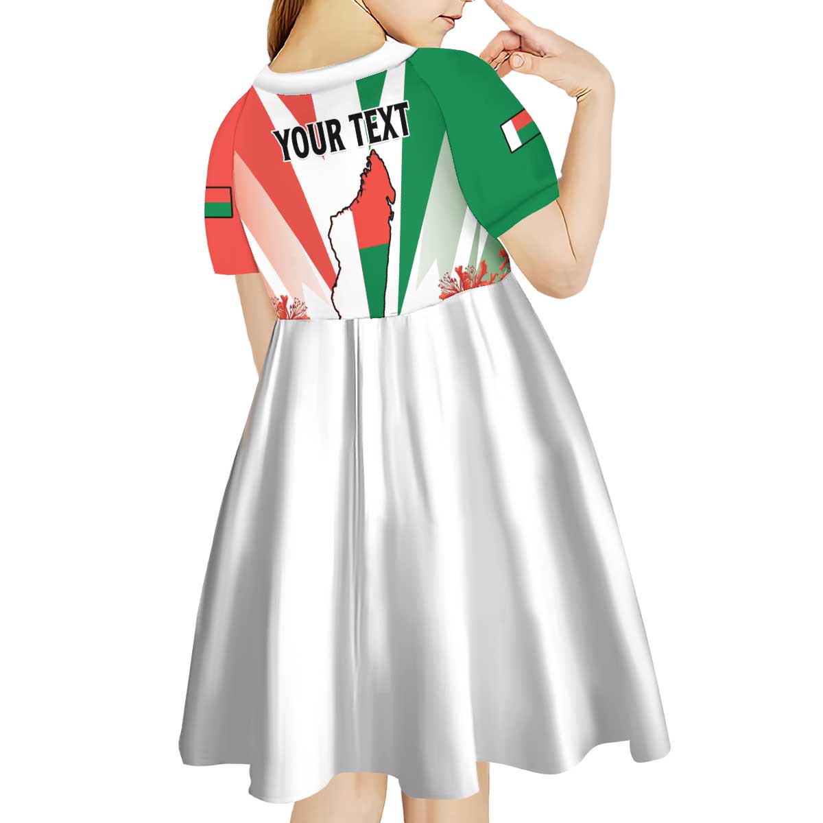 Personalized Madagasikara Kid Short Sleeve Dress Seal With Poinciana