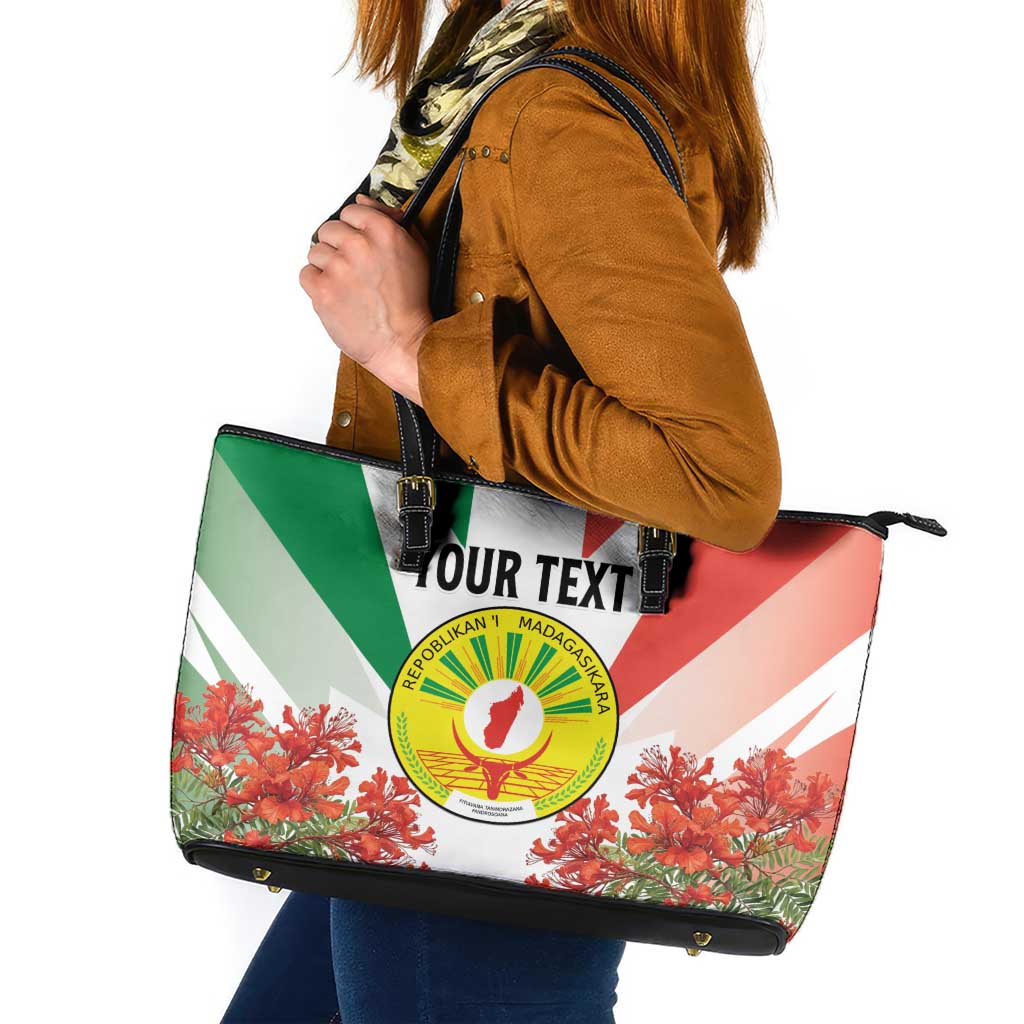Personalized Madagasikara Leather Tote Bag Seal With Poinciana