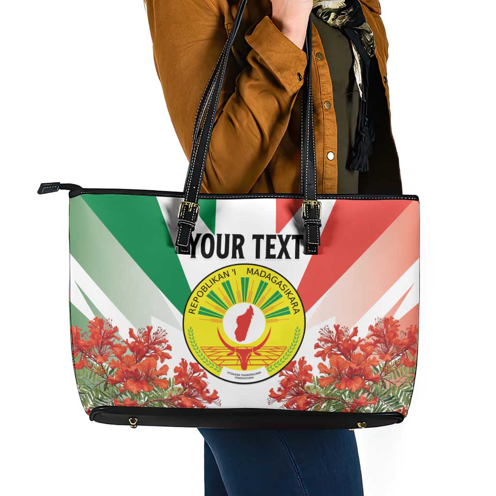 Personalized Madagasikara Leather Tote Bag Seal With Poinciana