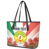 Personalized Madagasikara Leather Tote Bag Seal With Poinciana