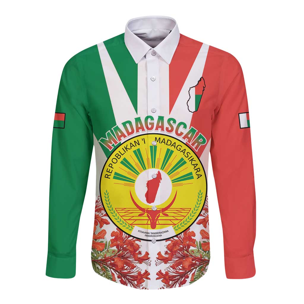 Personalized Madagasikara Long Sleeve Button Shirt Seal With Poinciana