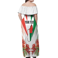 Personalized Madagasikara Off Shoulder Maxi Dress Seal With Poinciana