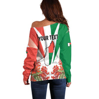 Personalized Madagasikara Off Shoulder Sweater Seal With Poinciana
