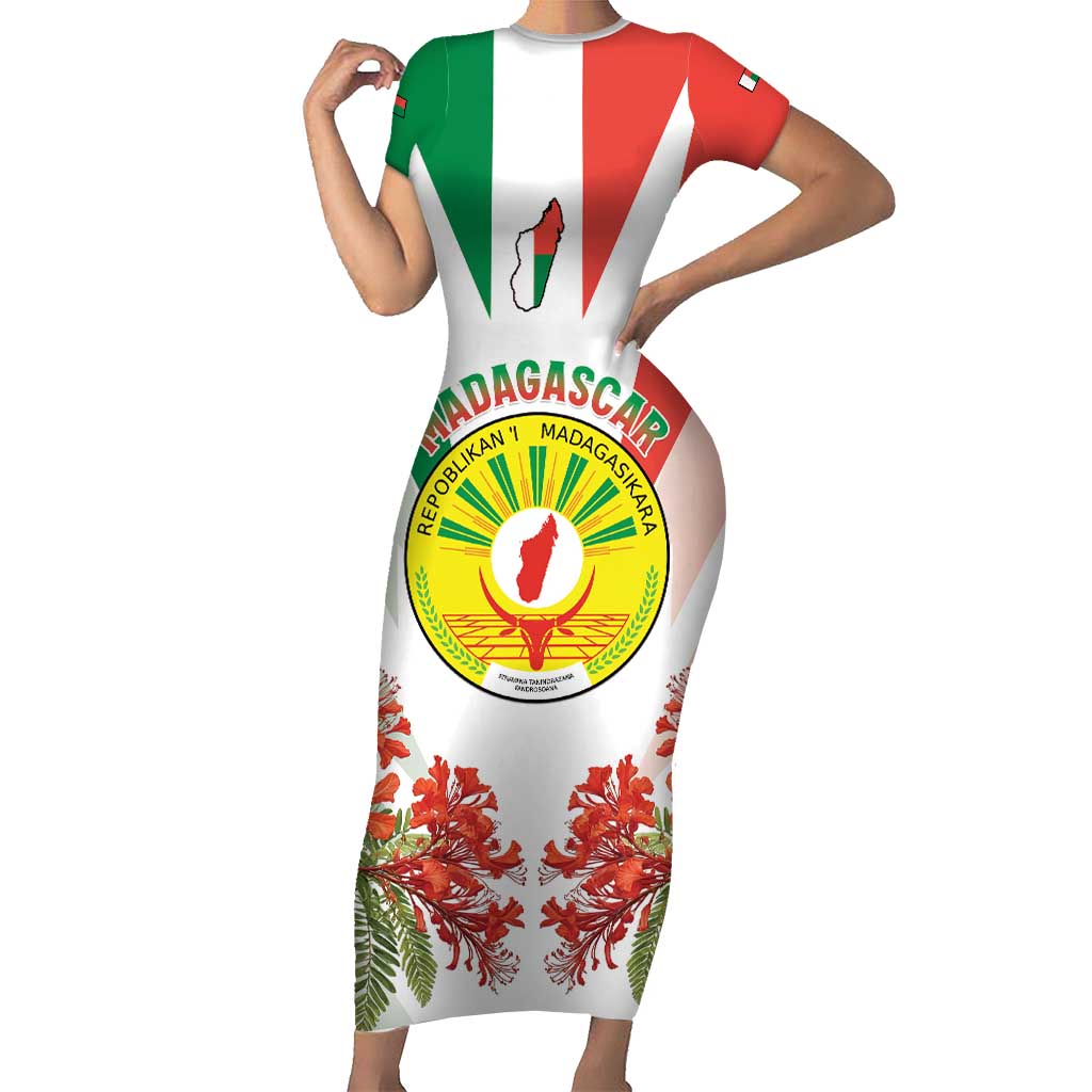 Personalized Madagasikara Short Sleeve Bodycon Dress Seal With Poinciana