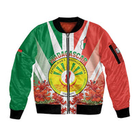 Personalized Madagasikara Sleeve Zip Bomber Jacket Seal With Poinciana