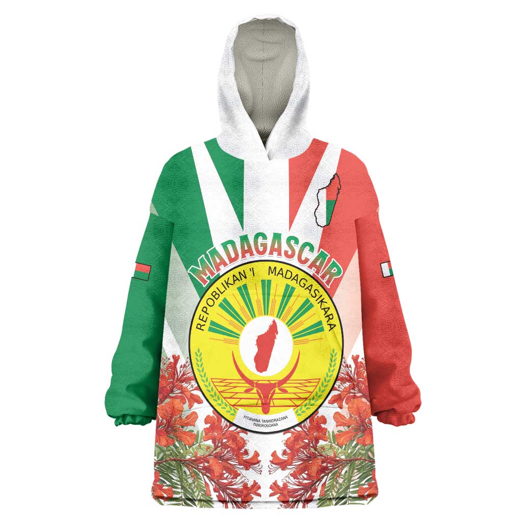 Personalized Madagasikara Wearable Blanket Hoodie Seal With Poinciana