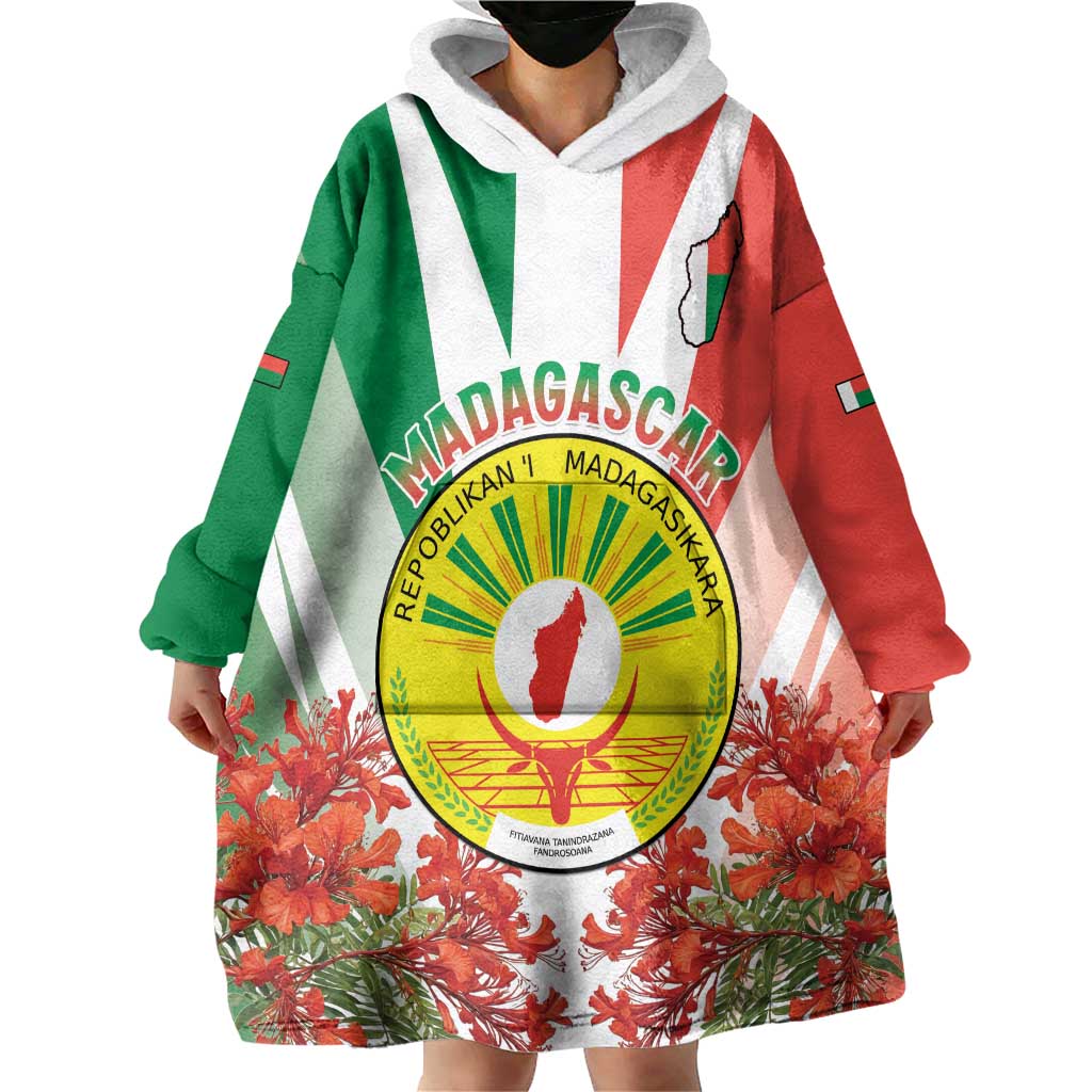 Personalized Madagasikara Wearable Blanket Hoodie Seal With Poinciana