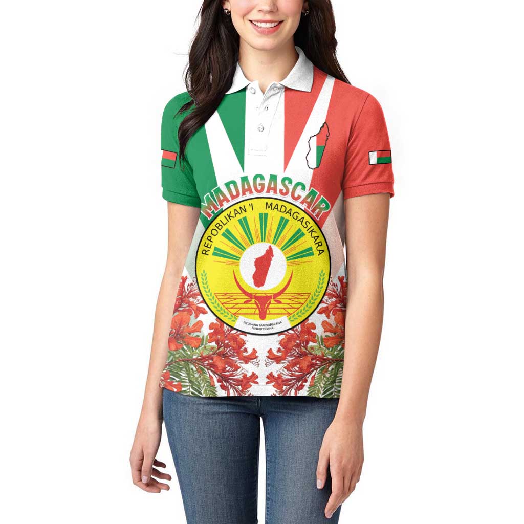 Personalized Madagasikara Women Polo Shirt Seal With Poinciana