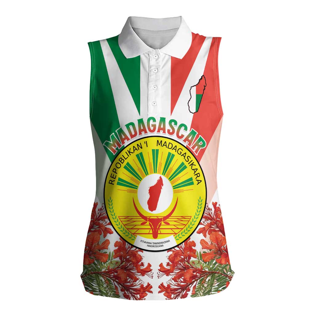 Personalized Madagasikara Women Sleeveless Polo Shirt Seal With Poinciana