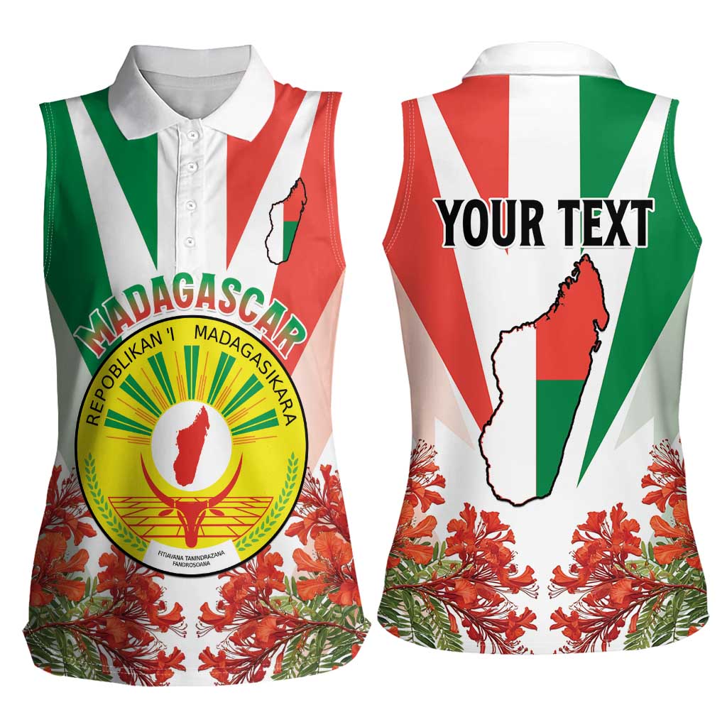 Personalized Madagasikara Women Sleeveless Polo Shirt Seal With Poinciana