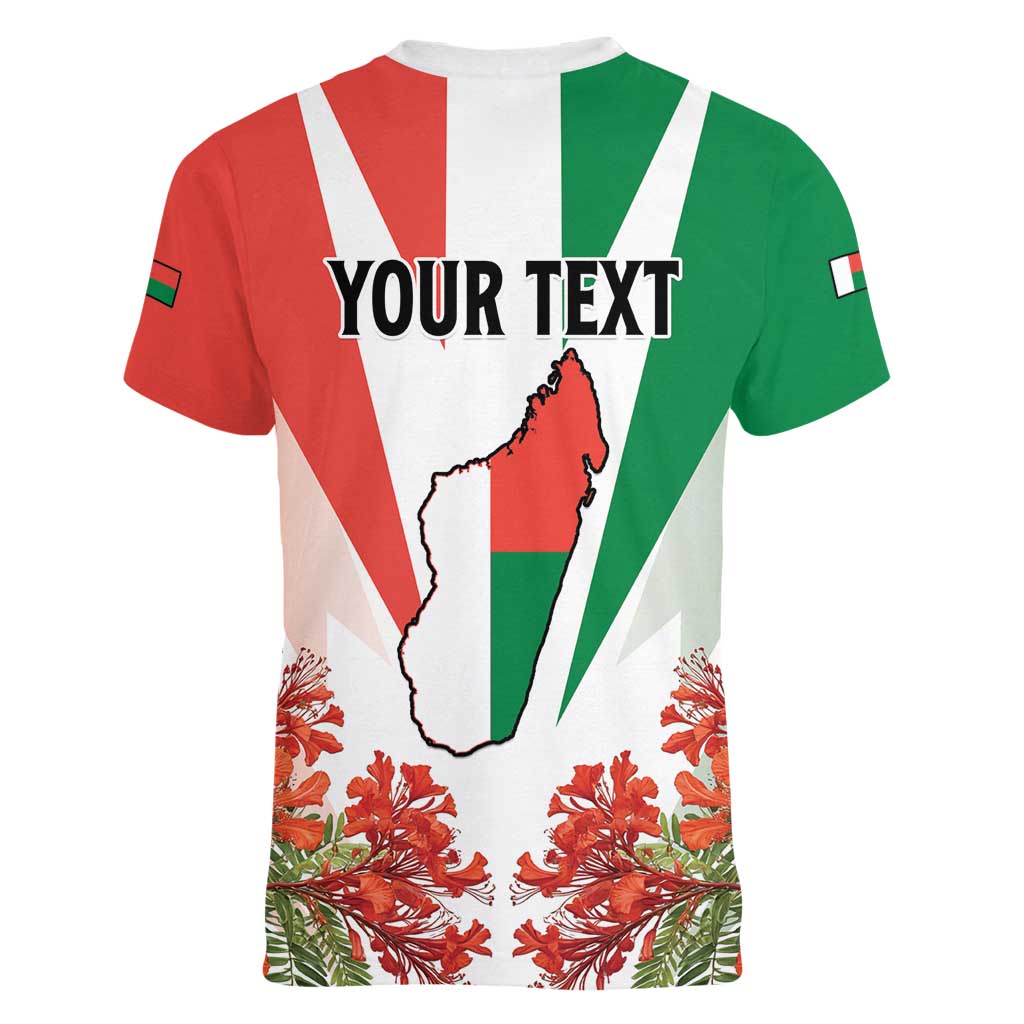 Personalized Madagasikara Women V-Neck T-Shirt Seal With Poinciana