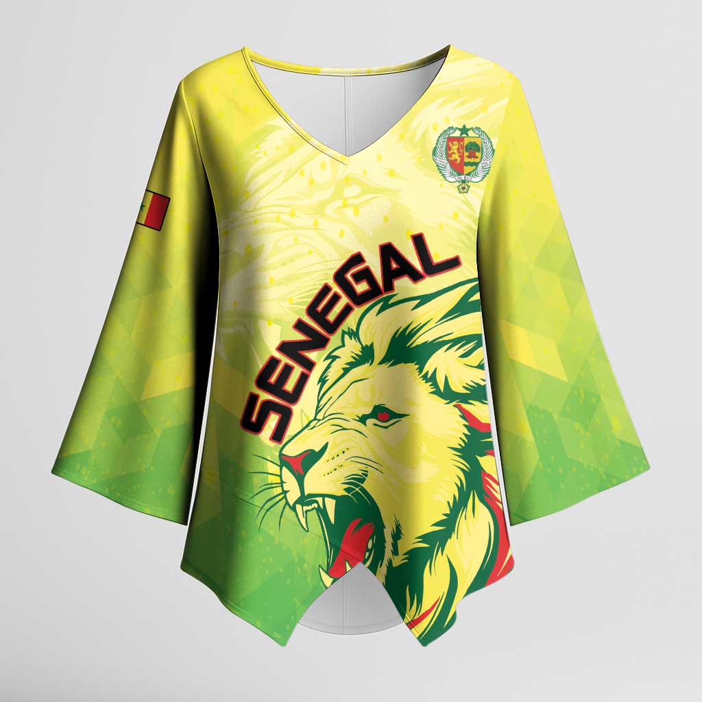 Custom Senegal Lions of Teranga Kimono Sleeve Blouse Rise to Glory