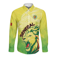 Custom Senegal Lions of Teranga Long Sleeve Button Shirt Rise to Glory