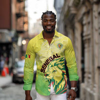 Custom Senegal Lions of Teranga Long Sleeve Button Shirt Rise to Glory