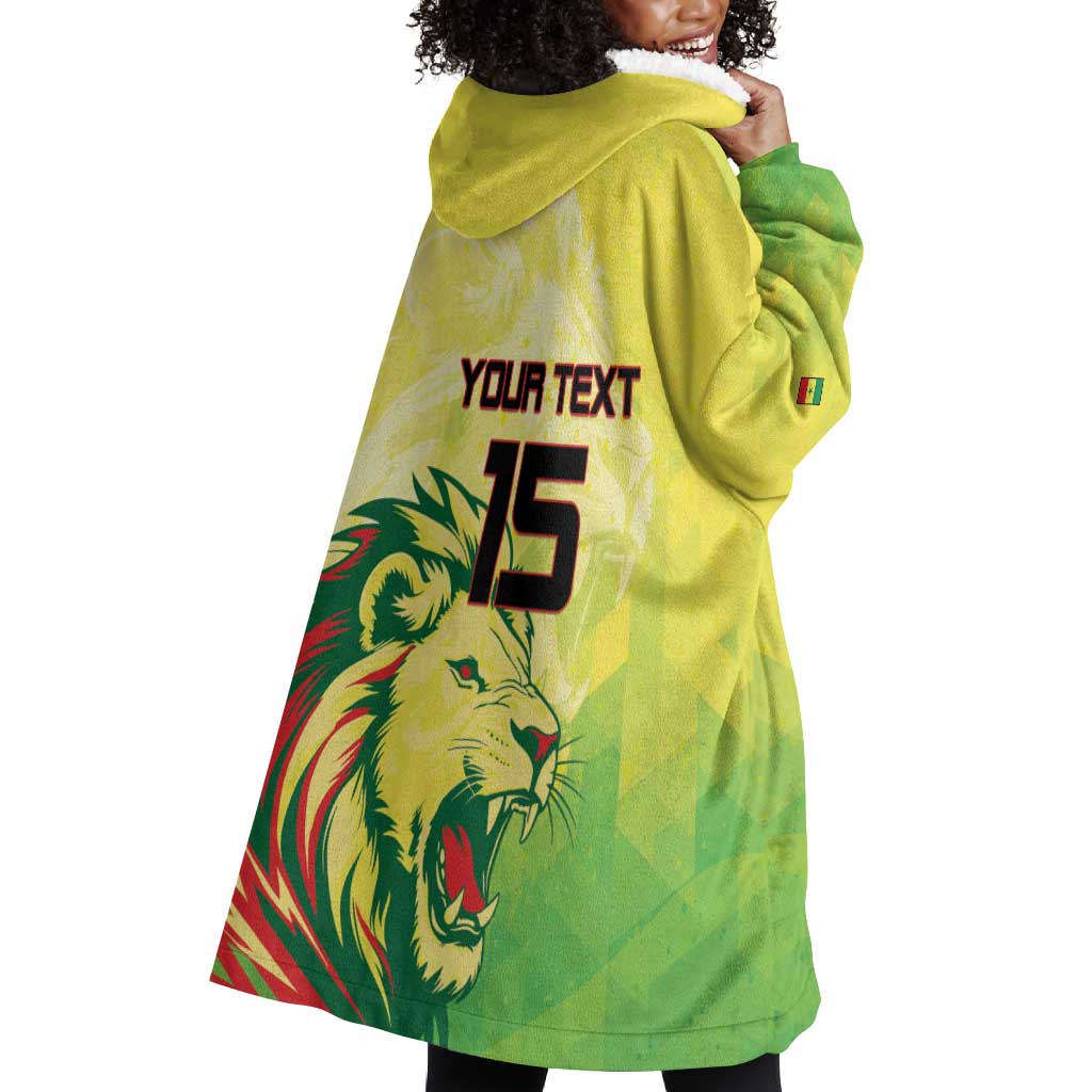 Custom Senegal Lions of Teranga Wearable Blanket Hoodie Rise to Glory
